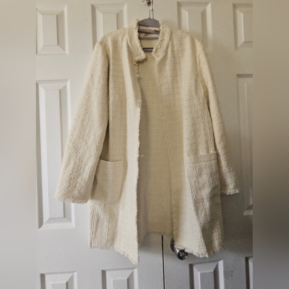 Chico's Cream Teddy Jacket Cozy Chic Style